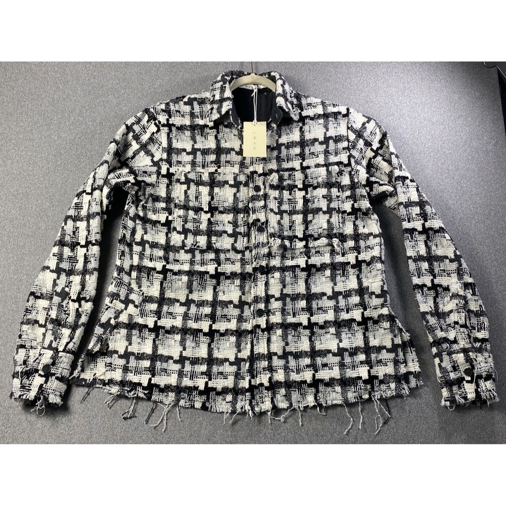 MNML Raw Edge Flannel Shirt Mens Size XS Button Up Long Sleeve /Pockets NWT